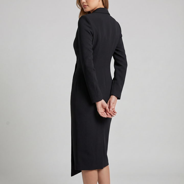 Renata | Sukienka Midi Elegancka Z Kołnierzem