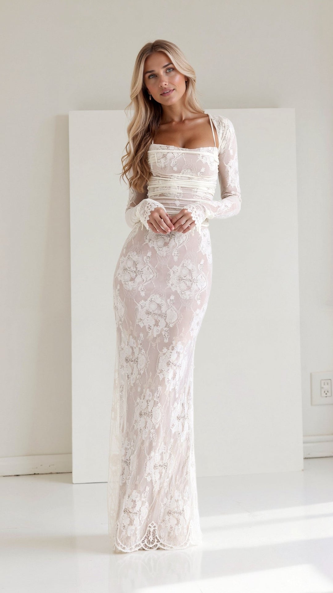 Aurélie | Koronkowa Sukienka Gorsetowa Maxi