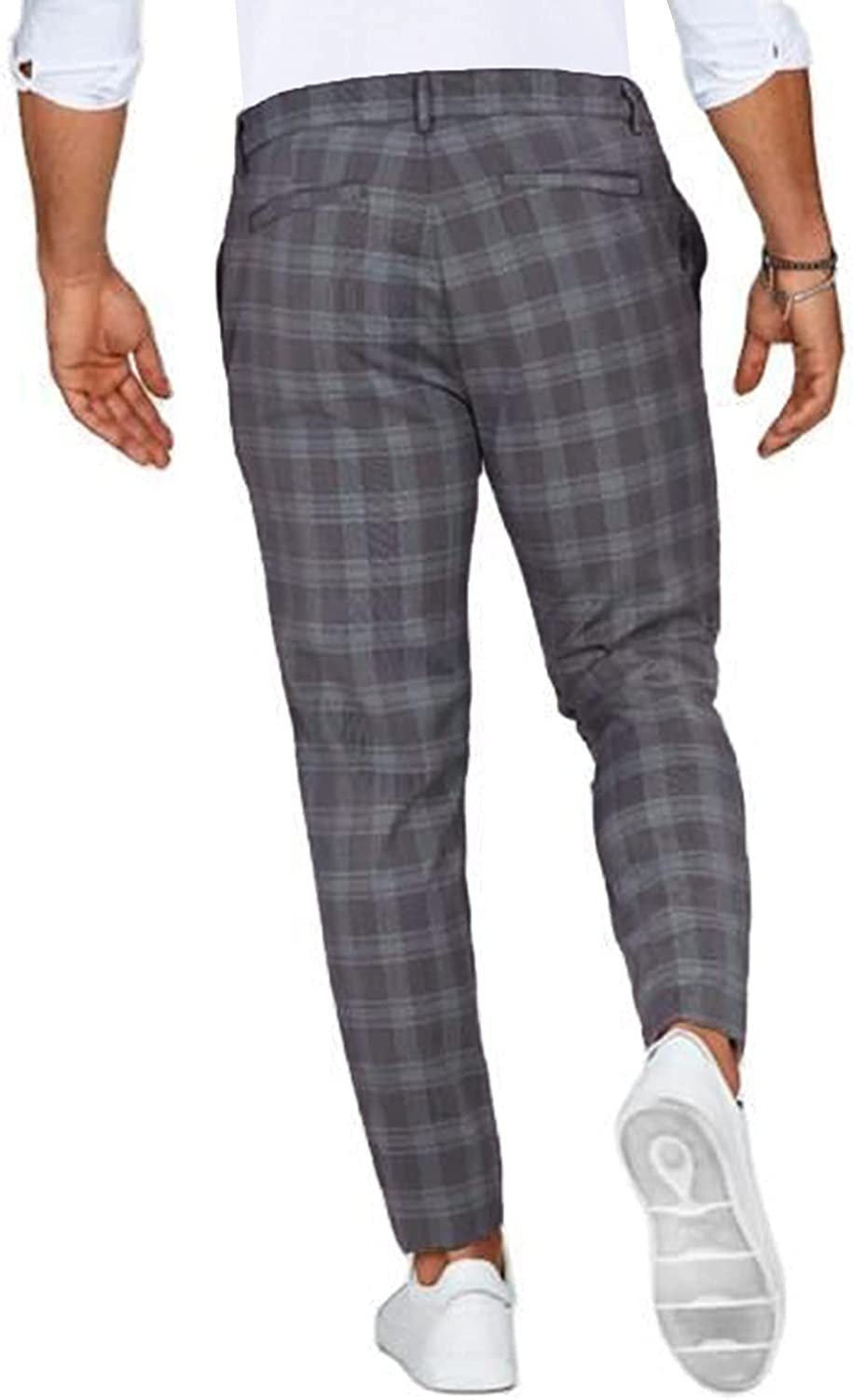 Spodnie Męskie Chino W Kratę Casual