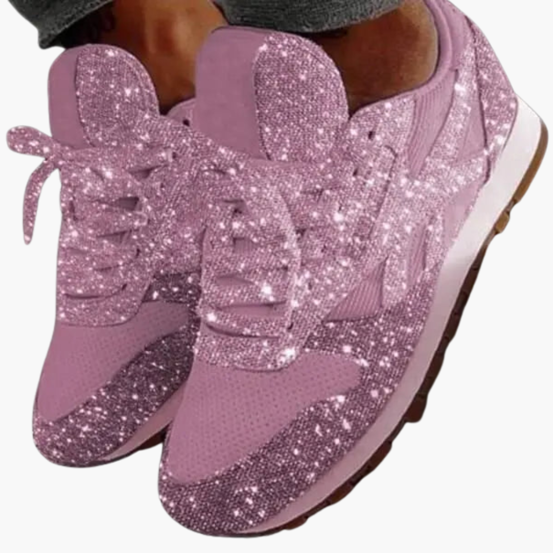 Sneakersy Damskie Z Połyskiem Casual