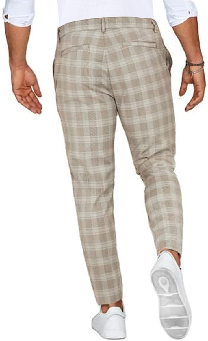 Spodnie Męskie Chino W Kratę Casual