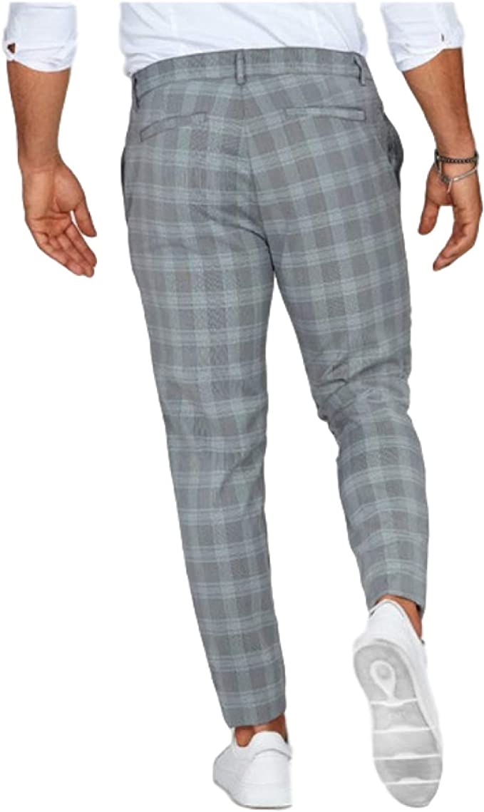 Spodnie Męskie Chino W Kratę Casual