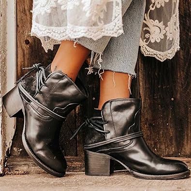 Botki Damskie Ankle Sznurowane | Obcasie