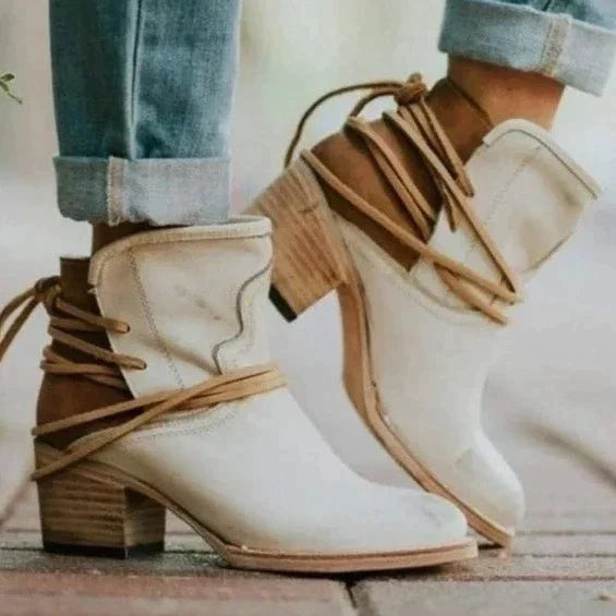 Botki Damskie Ankle Sznurowane | Obcasie