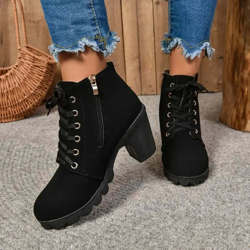 Botki Damskie Ankle Sznurowane | Obcasy