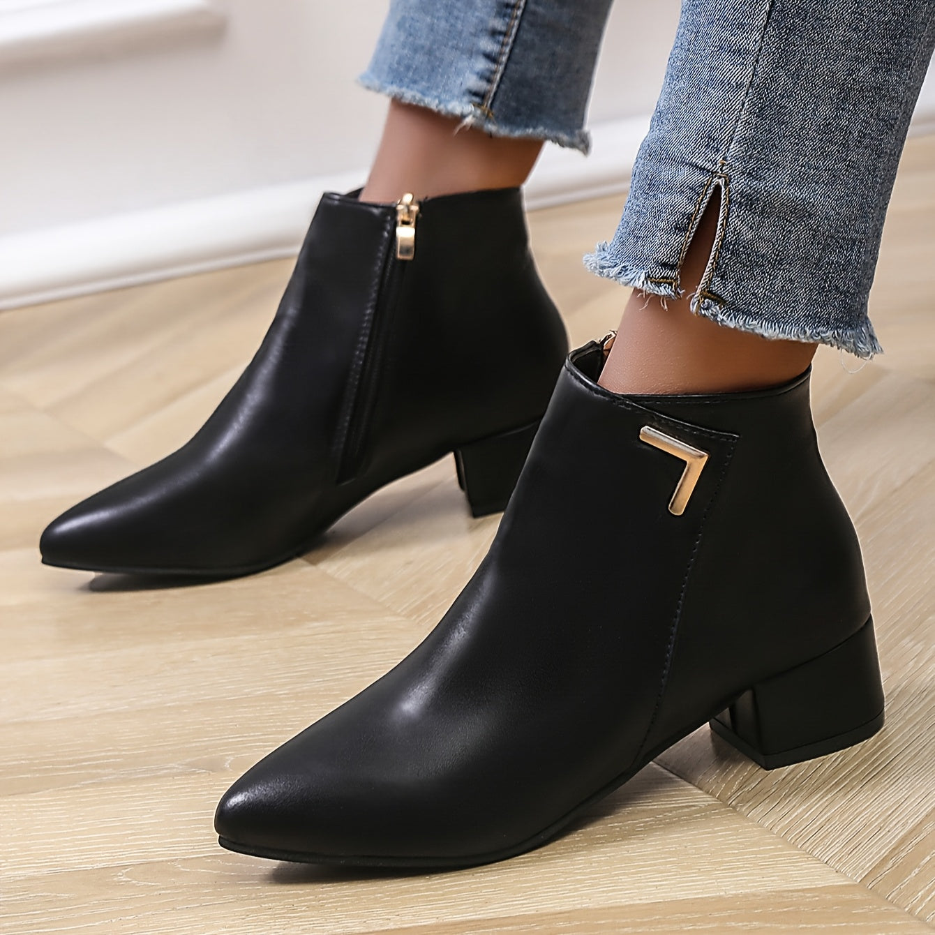 Botki Damskie Ankle Z Zamkiem | Obcas