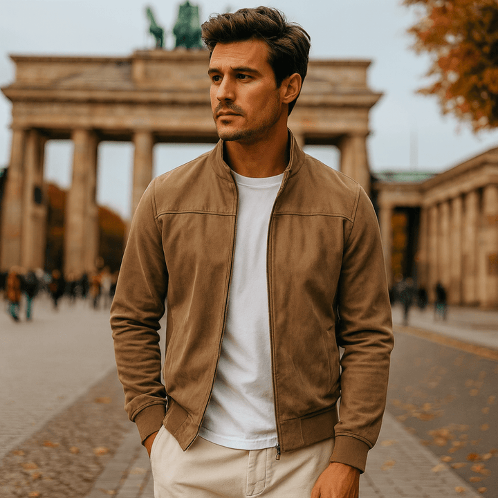 Matteo | Zamszowa Kurtka Bomber Męska Premium