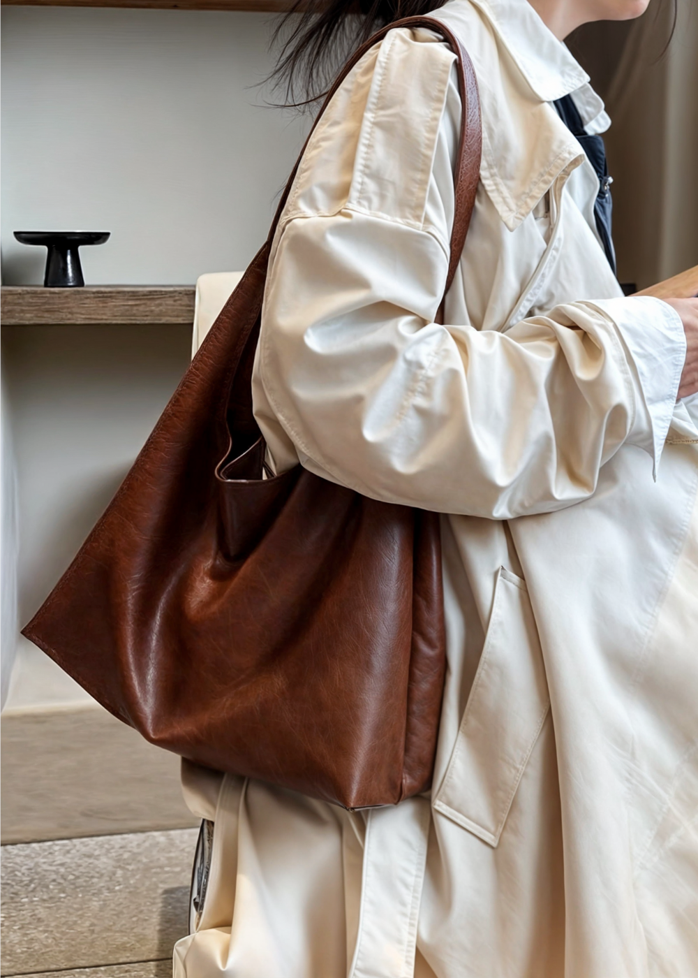 Aleksandra | Torebka Damska Shopper Duża Na Ramię Z Zamkiem