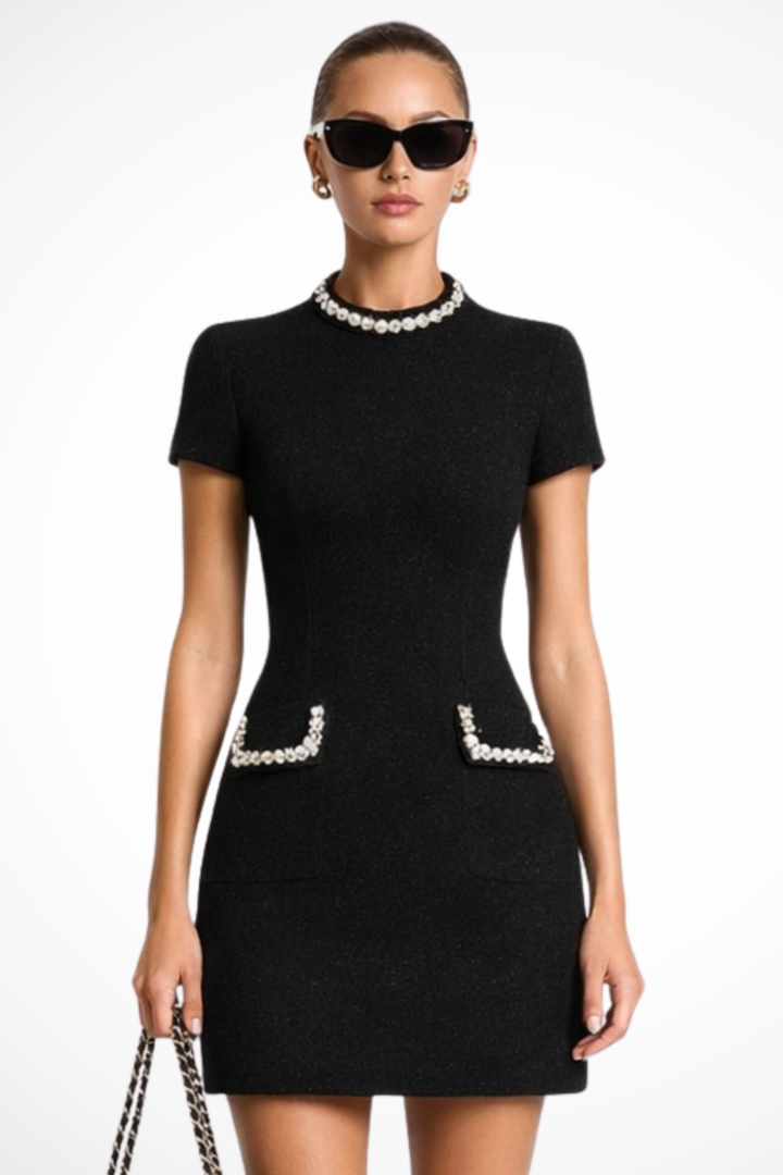 Małgorzata | Sukienka Mini Elegancka Z Kieszeniami