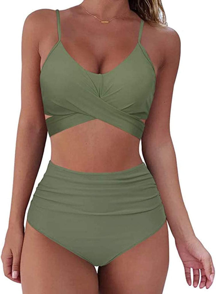 Bikini Damskie Z Wysokim Stanem Kolorowe
