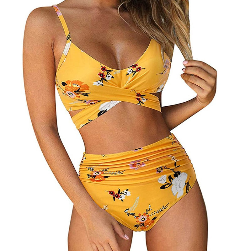 Bikini Damskie Z Wysokim Stanem Kolorowe