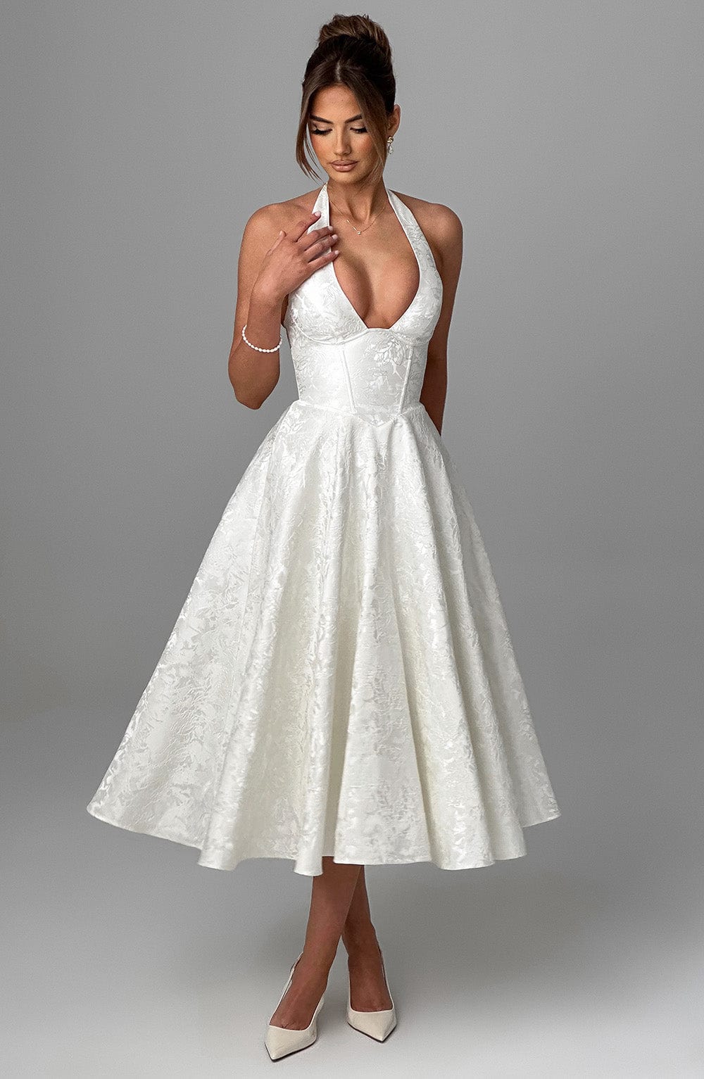 Ewelina | Sukienka Midi Na Wesele Halter A-Line
