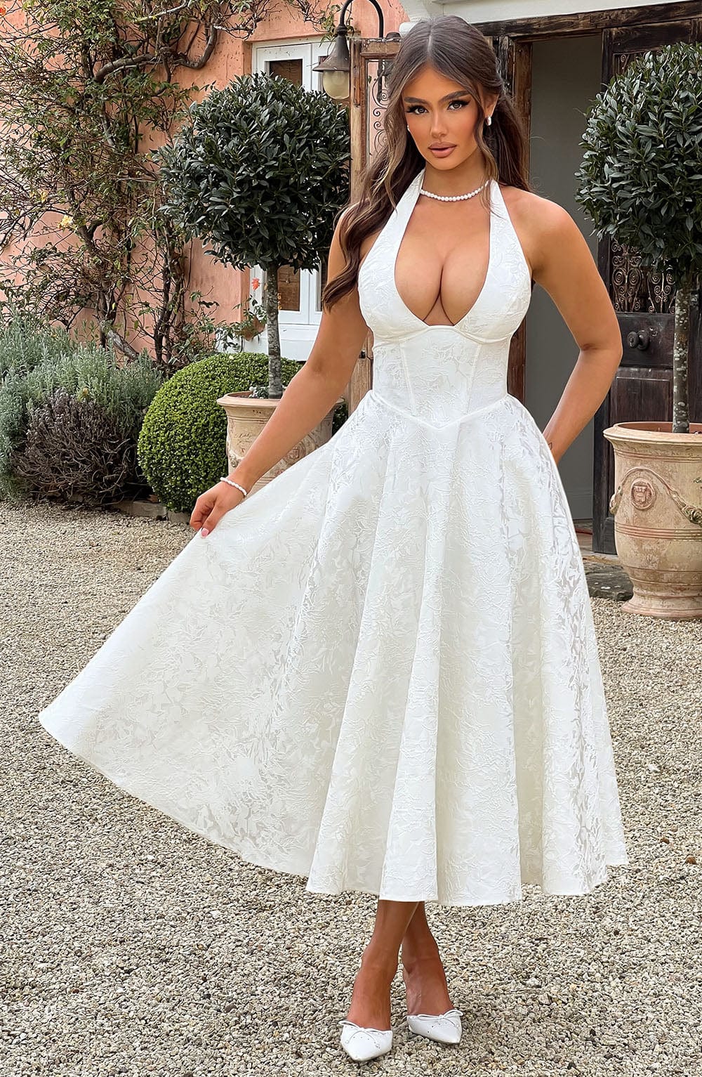 Ewelina | Sukienka Midi Na Wesele Halter A-Line