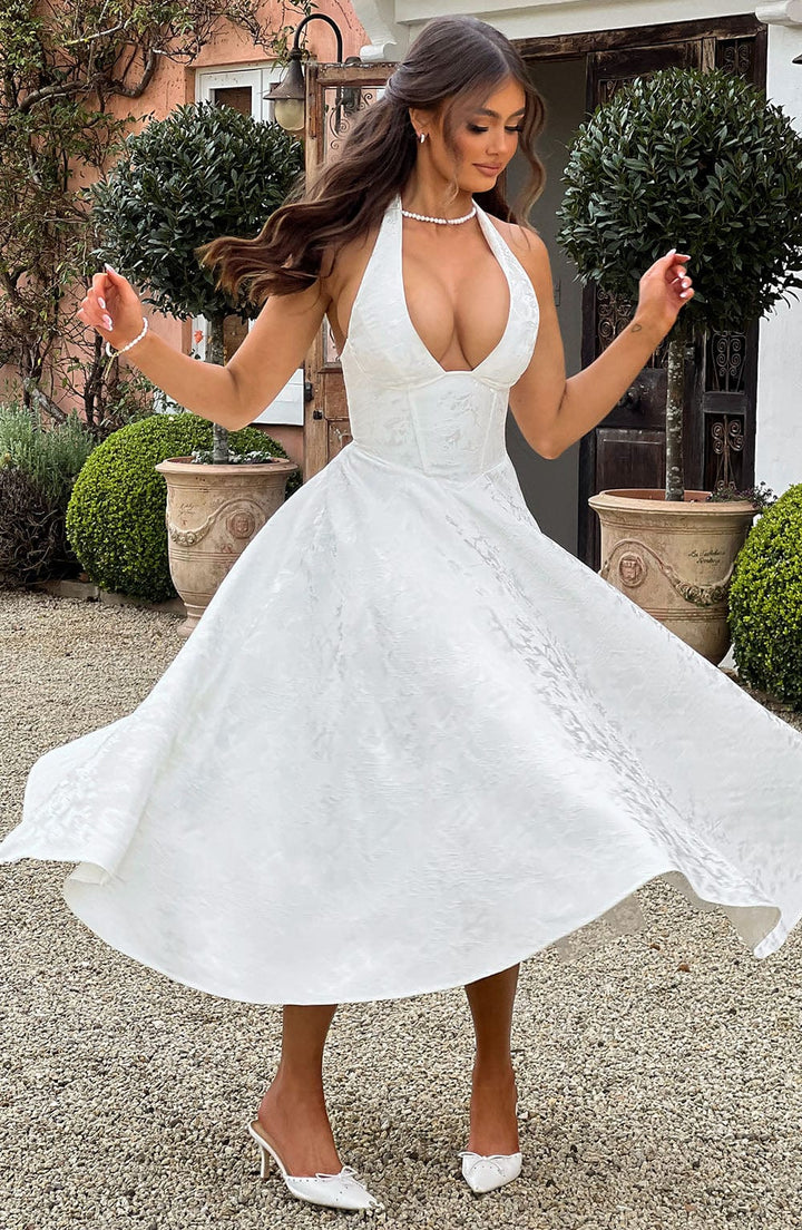 Ewelina | Sukienka Midi Na Wesele Halter A-Line