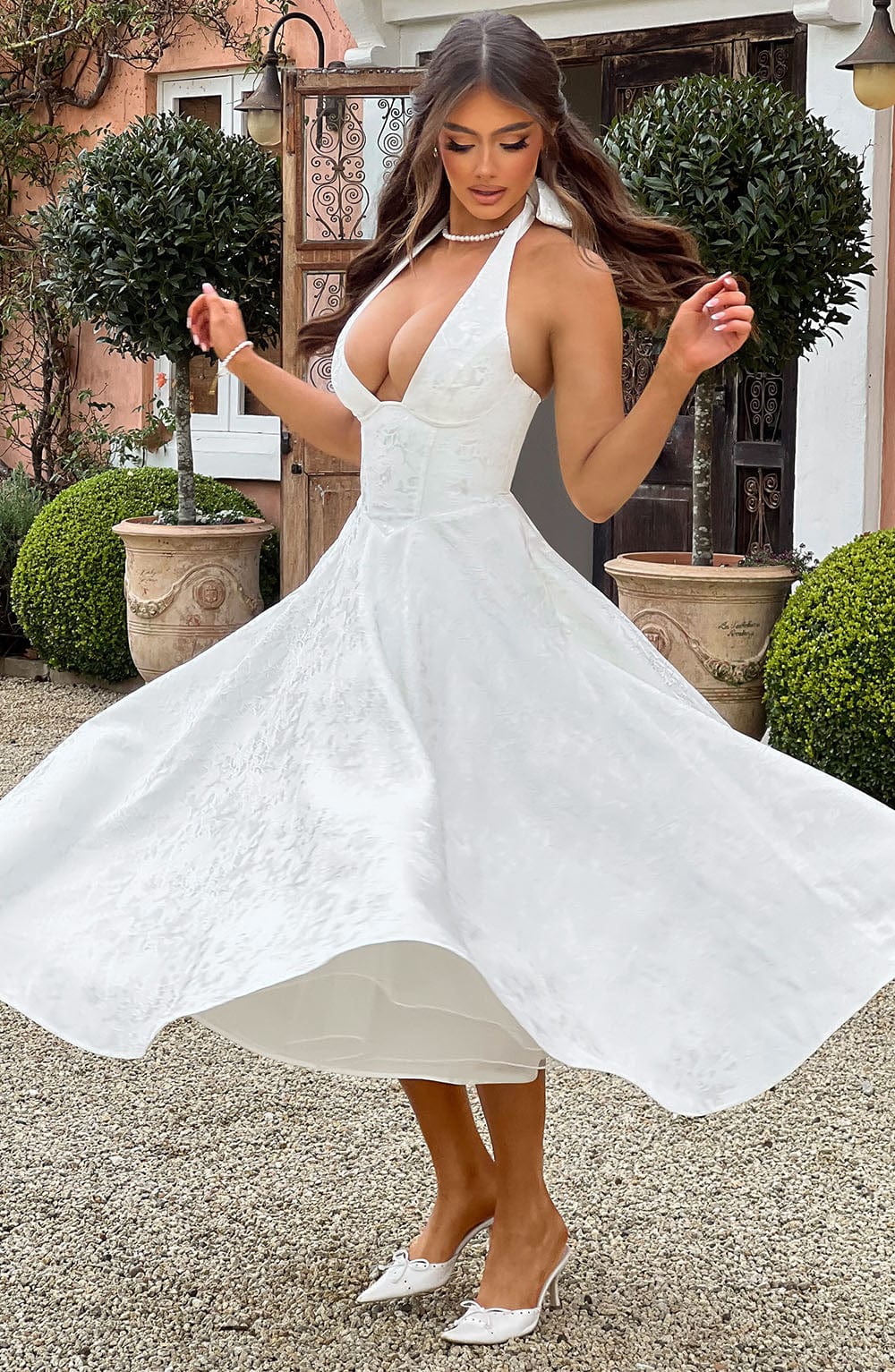 Ewelina | Sukienka Midi Na Wesele Halter A-Line