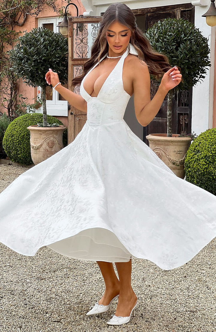 Ewelina | Sukienka Midi Na Wesele Halter A-Line