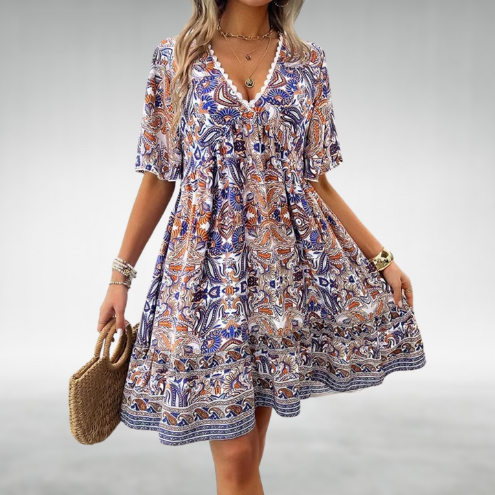 Sukienka Letnia Mini Boho Paisley