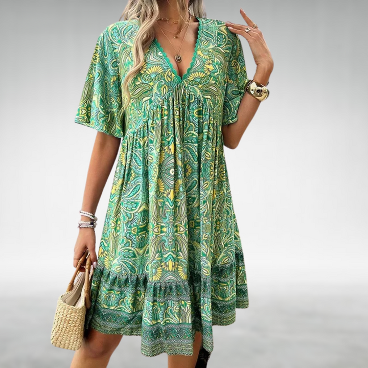 Sukienka Letnia Mini Boho Paisley