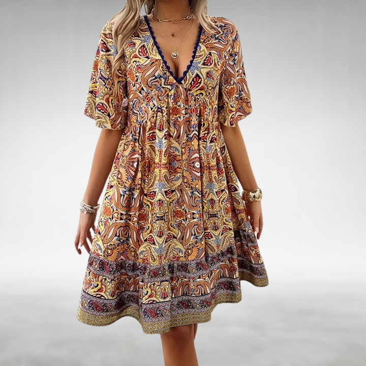 Sukienka Letnia Mini Boho Paisley