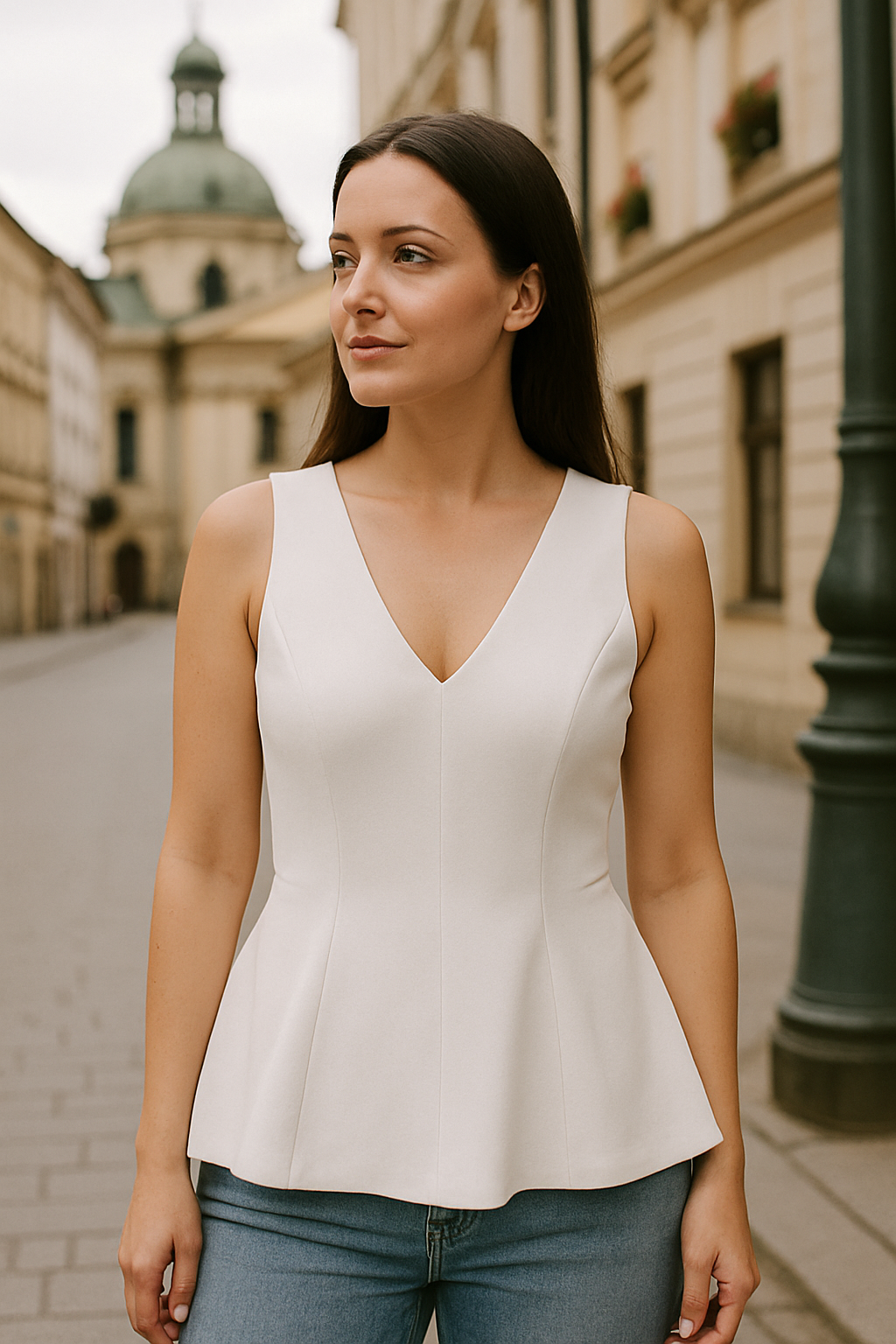 Magdalena | Damska Elegancka Bez Rękawów Bluzka Top | Teksturowana
