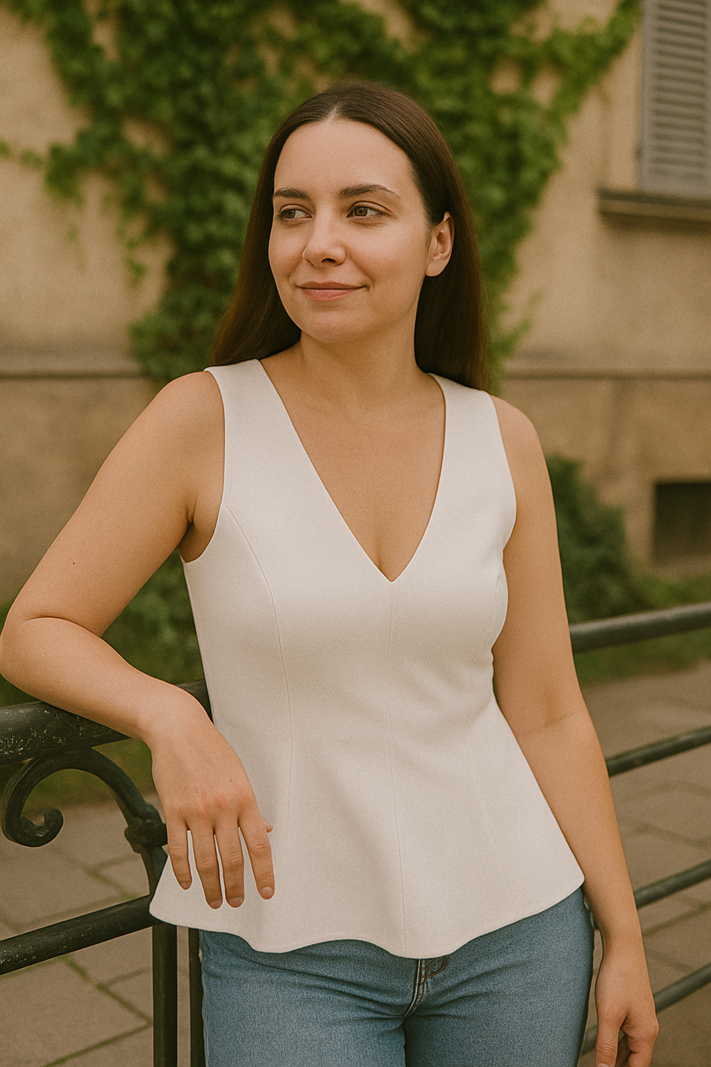 Magdalena | Damska Elegancka Bez Rękawów Bluzka Top | Teksturowana
