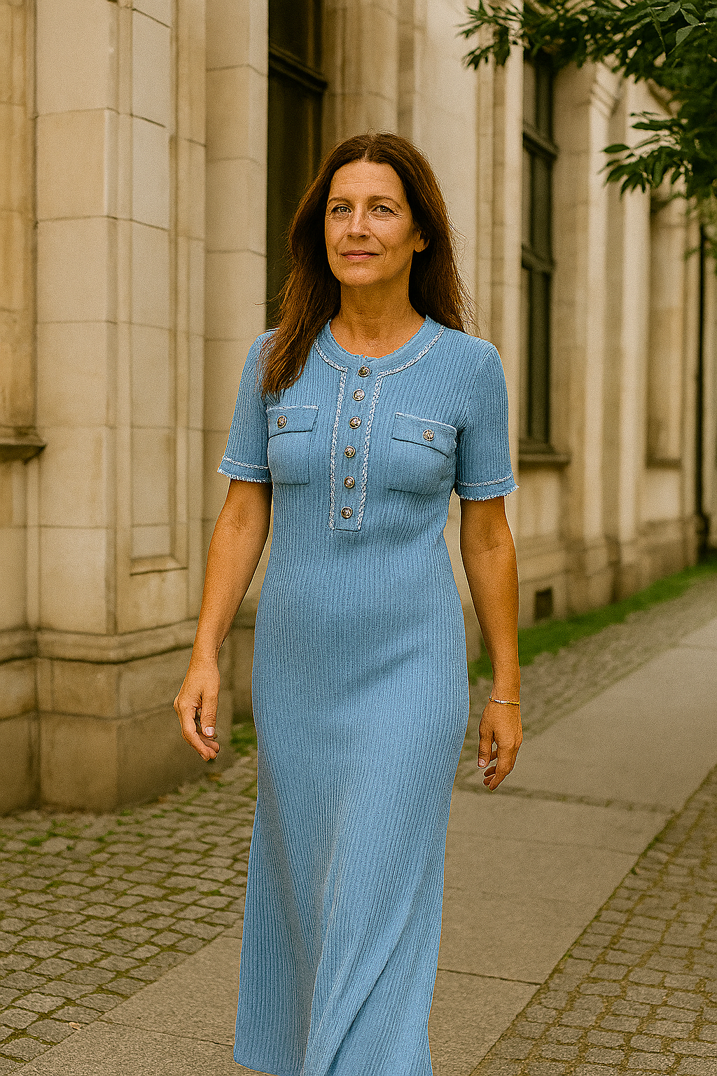 Maja | Damska Elegancka Dzianinowa Sukienka Maxi | Dopasowana