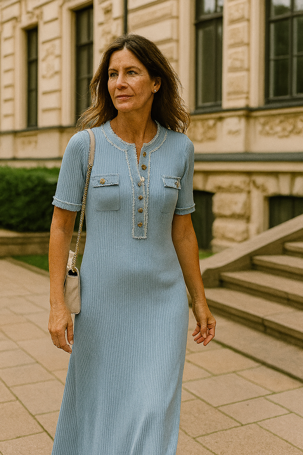Maja | Damska Elegancka Dzianinowa Sukienka Maxi | Dopasowana