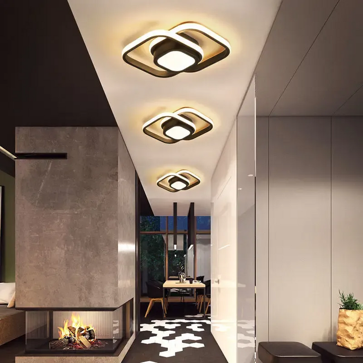 Nowoczesna Lampa Sufitowa Z Podwójnym Pierścieniem LED