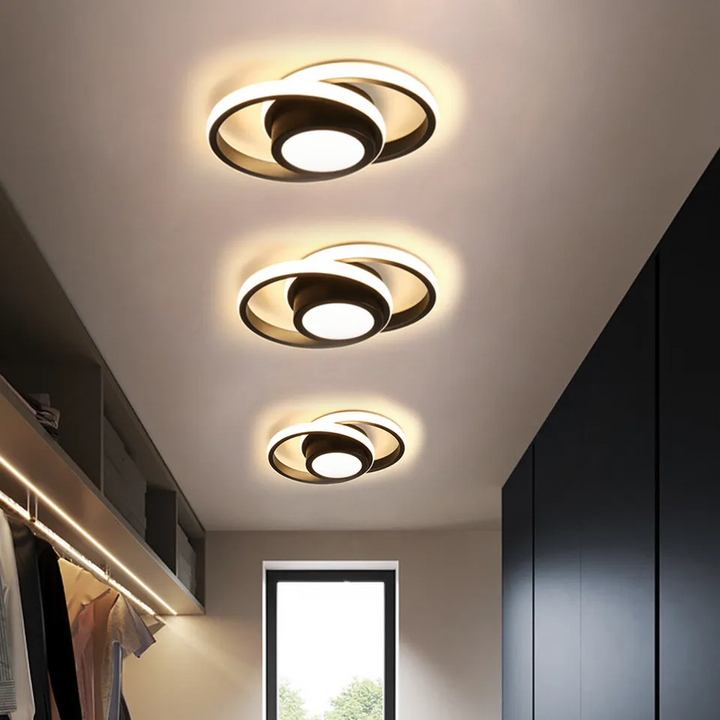 Nowoczesna Lampa Sufitowa Z Podwójnym Pierścieniem LED