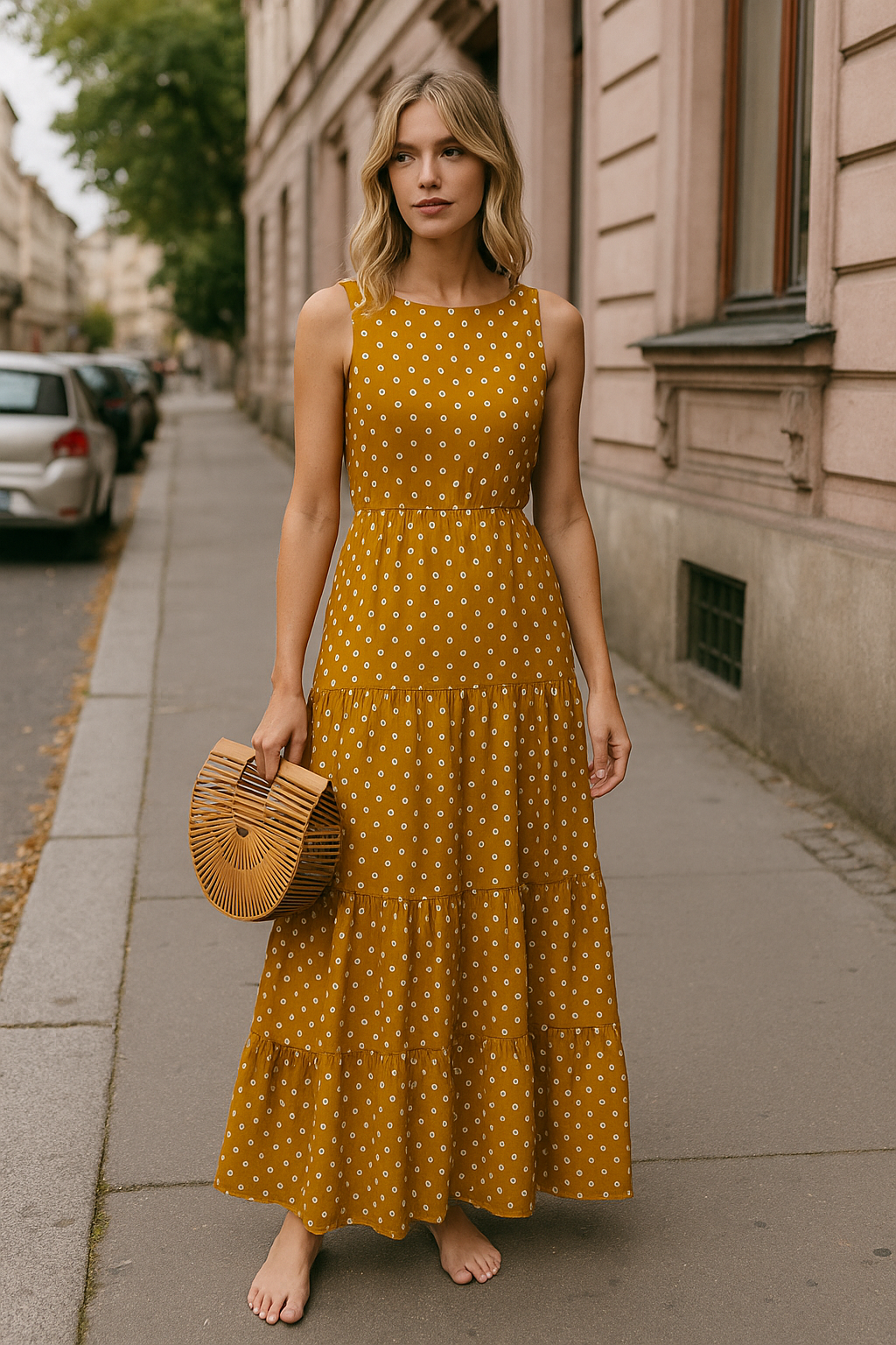 Oliwia | Damska Francuska Elegancka Sukienka Midi | Wakacyjna