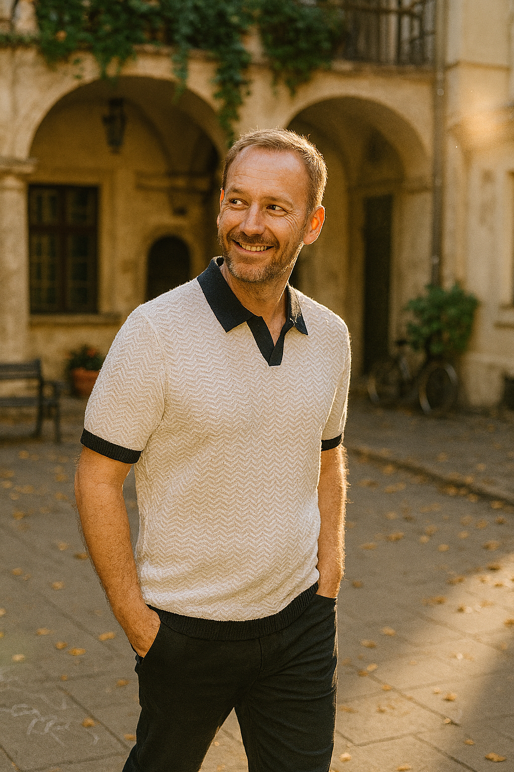 Piotr | Męski Letni Vintage Polo | Kontrastowy