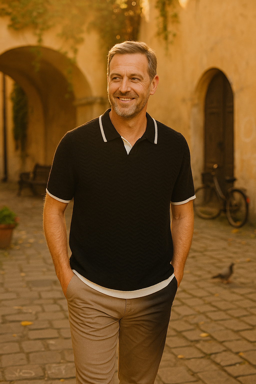Piotr | Męski Letni Vintage Polo | Kontrastowy
