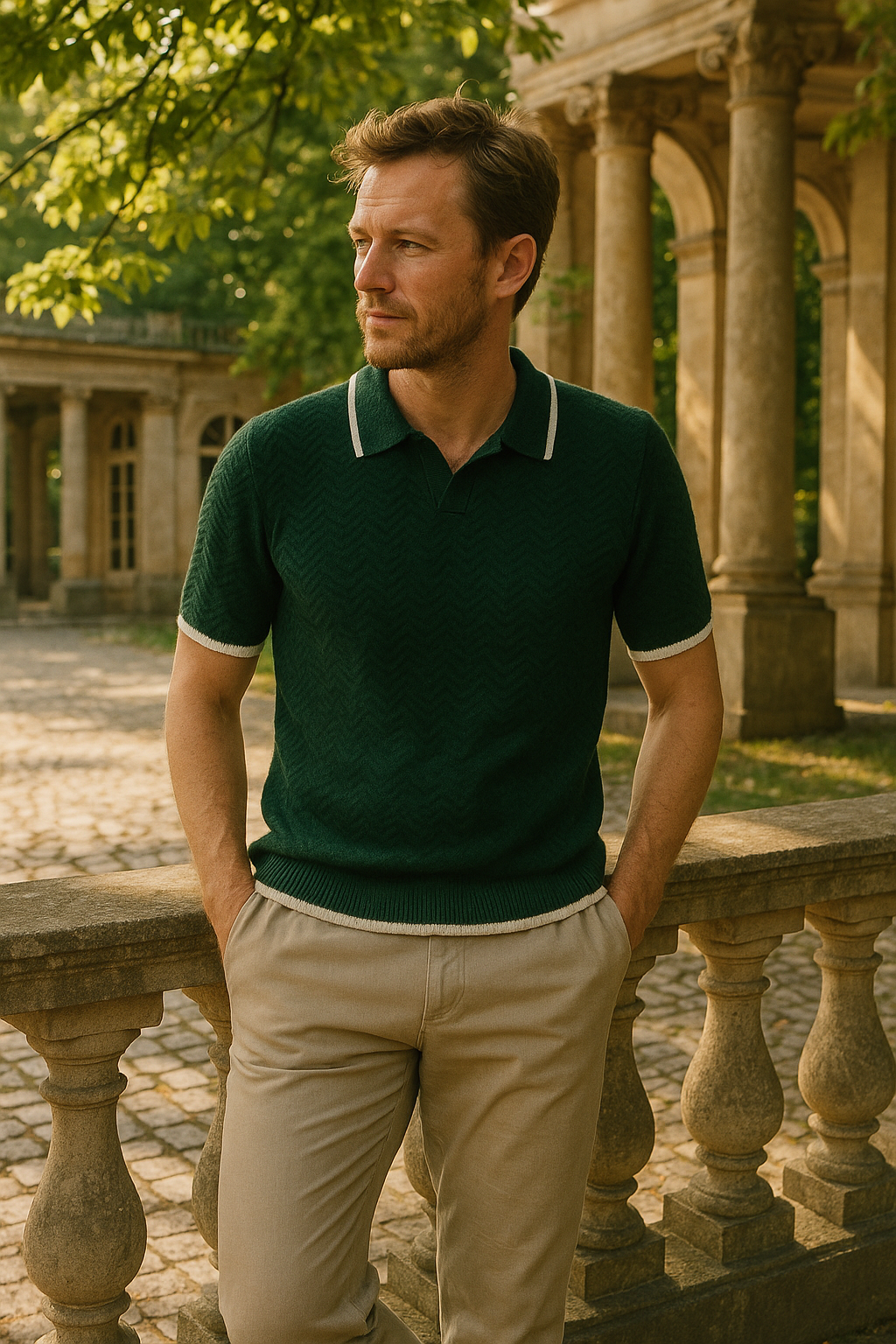 Piotr | Męski Letni Vintage Polo | Kontrastowy