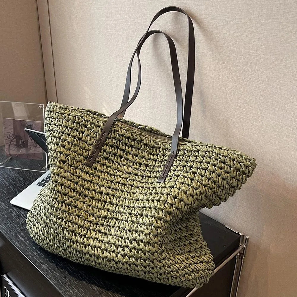 Duża Torebka Damska Shopper Pleciona