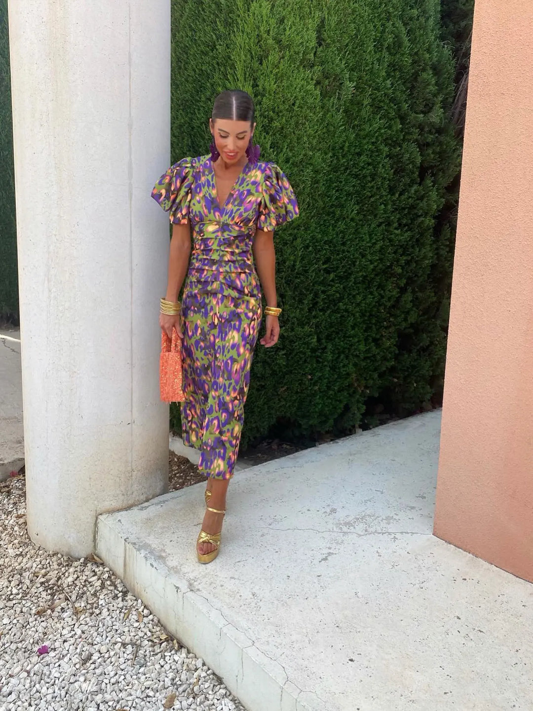 Sukienka Letnia Midi Z Bufkami Elegancka