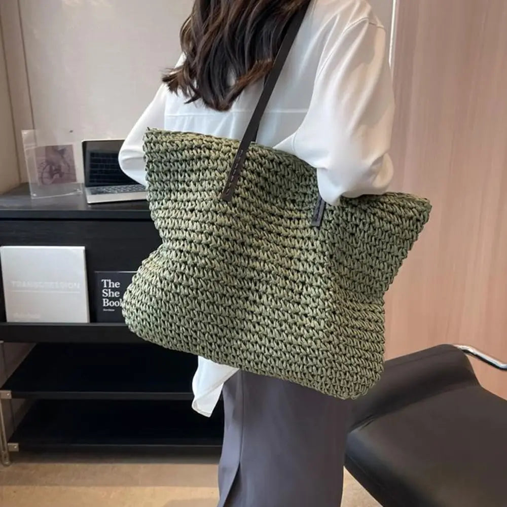 Duża Torebka Damska Shopper Pleciona