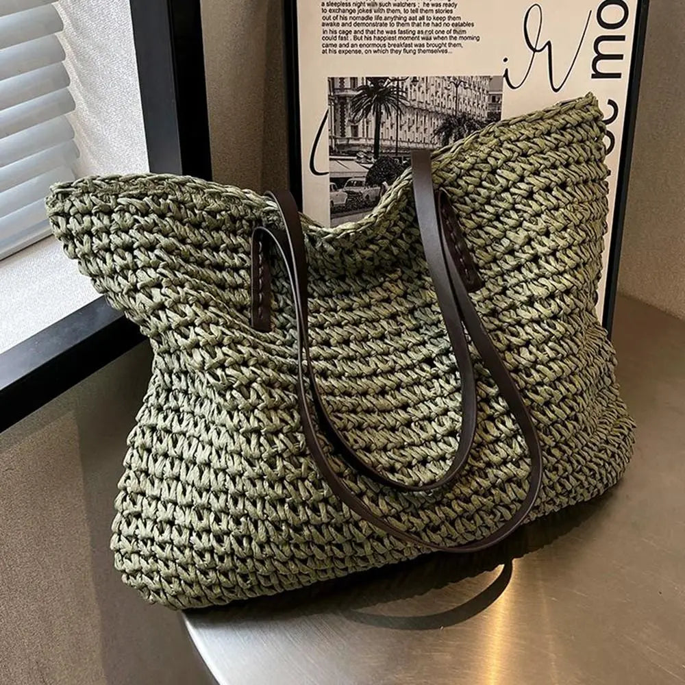 Duża Torebka Damska Shopper Pleciona