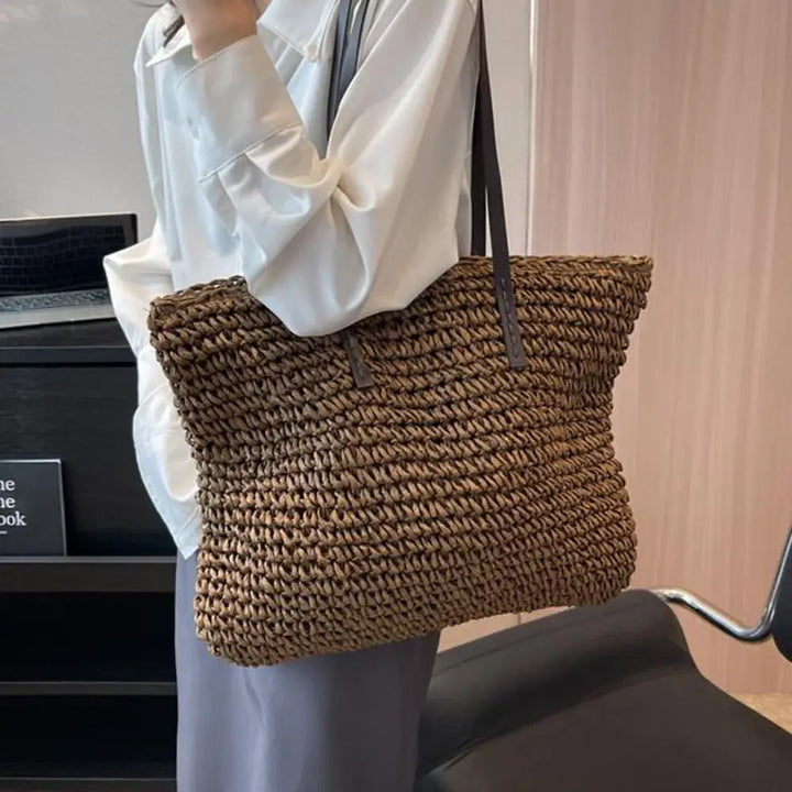 Duża Torebka Damska Shopper Pleciona