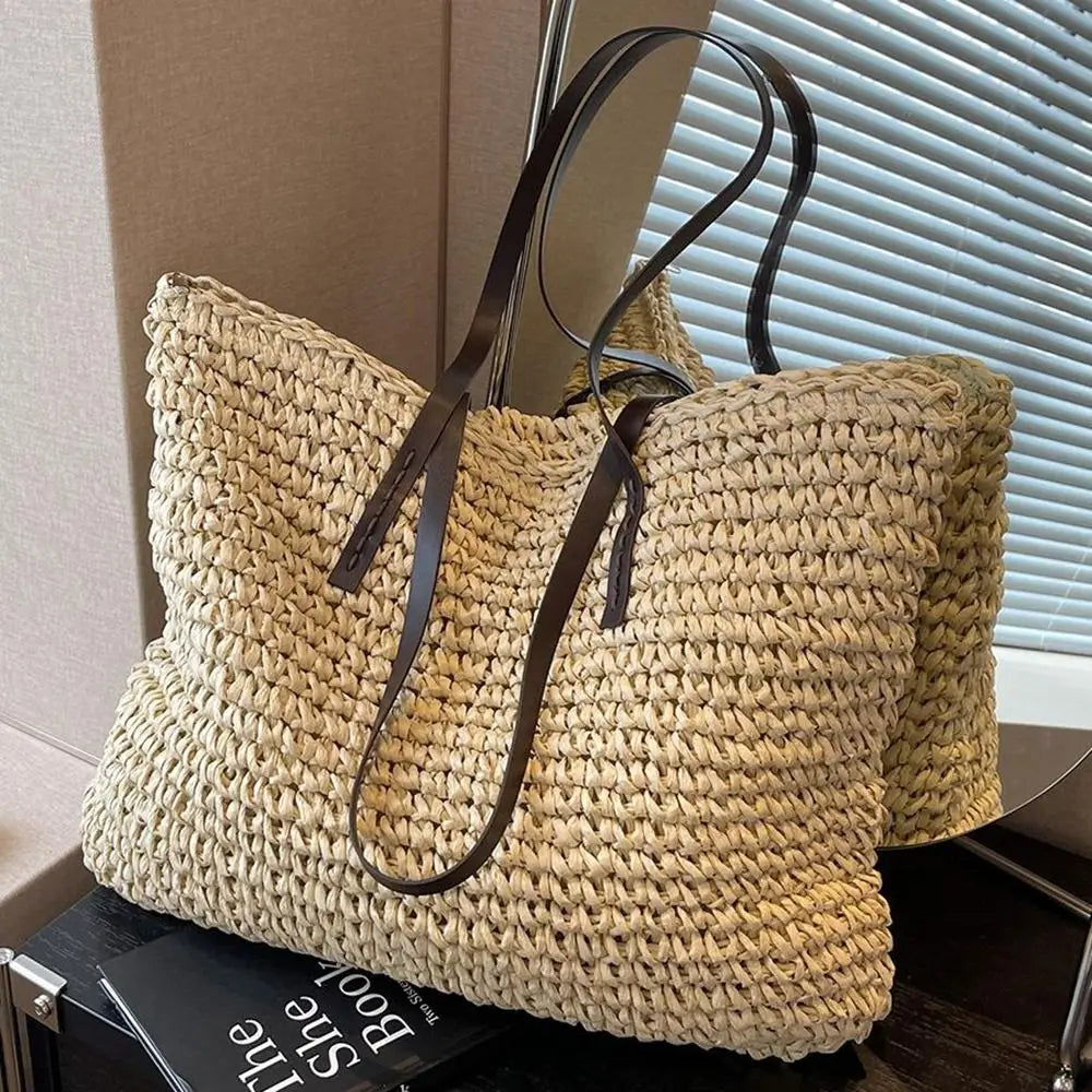 Duża Torebka Damska Shopper Pleciona