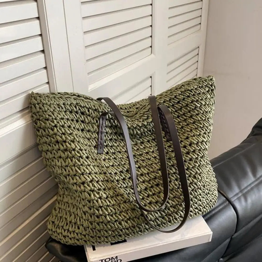 Duża Torebka Damska Shopper Pleciona