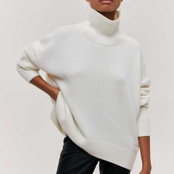 Sweter Damski Ciepły Z Golfem | Oversize