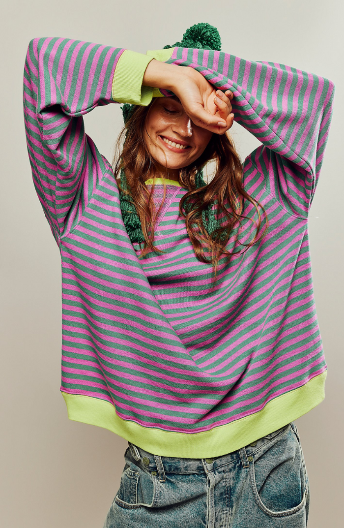 Sweter Damski Oversize w Paski | Pulower