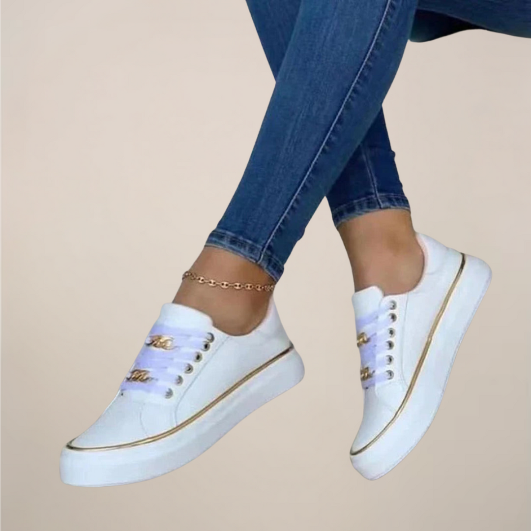 Sneakersy Damskie Złote Akcenty Casual