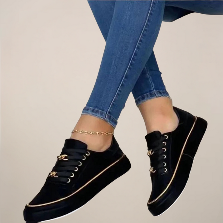 Sneakersy Damskie Złote Akcenty Casual