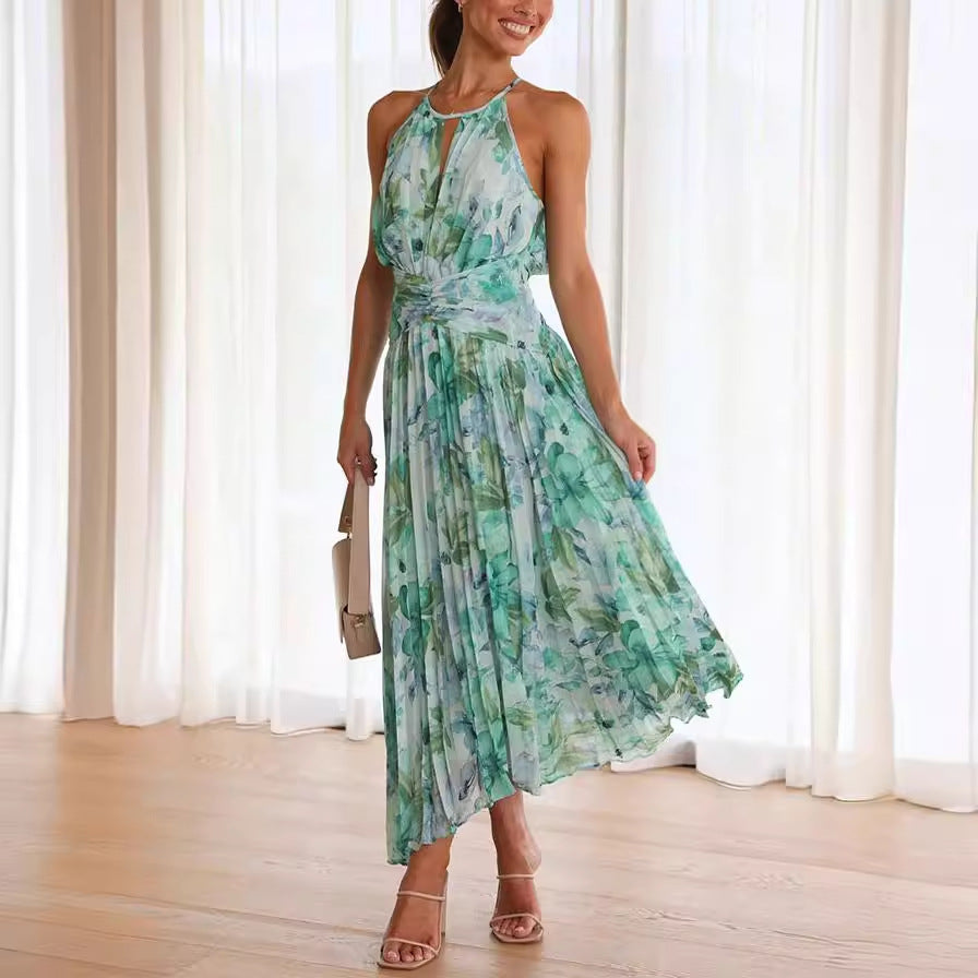Sukienka Na Wesele Midi Halter W Kwiaty