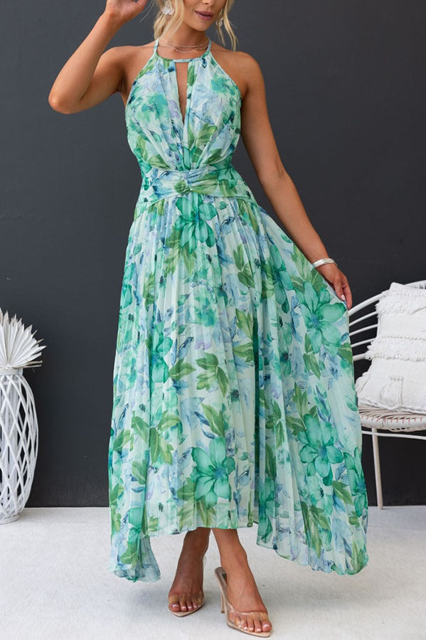 Sukienka Na Wesele Midi Halter W Kwiaty