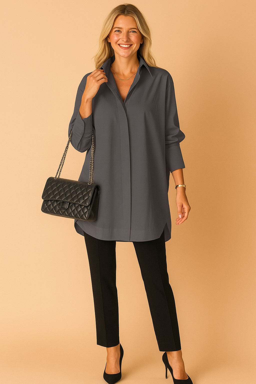Bluzka Koszulowa Oversize Damska