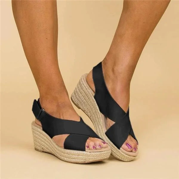 Sandały Espadryle Na Koturnie Damskie