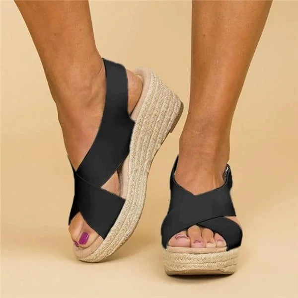 Sandały Espadryle Na Koturnie Damskie