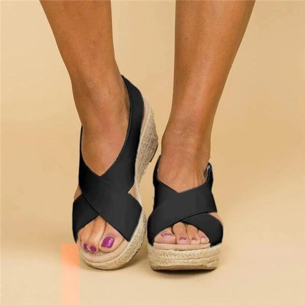 Sandały Espadryle Na Koturnie Damskie